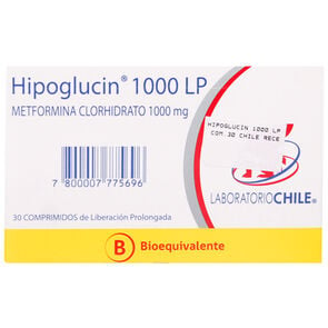 Hipoglucin 1000 Lp Metformina 1000 mg 30 Comprimidos - Laboratorio chile