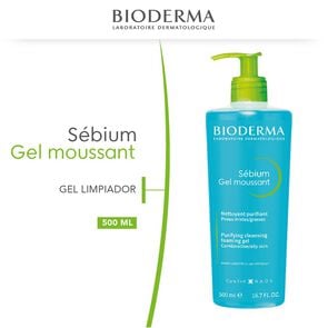 Sebium Gel Moussant Gel Limpiador Suave Para Pieles Grasas Mixtas O con Tendencia Acnéica 500 mL - Bioderma