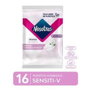 Product image of Pañitos Húmedos Íntimos SENSITI-V 16 Unidades - Nosotras