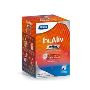 Ibualiv Niños Suspensión Oral 100 ml Sabor Banana Y Cereza Ibuprofeno 100mg/5mL - Vivunt