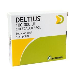 Product image of Deltius Colecalciferol 100.000 UI Solucion Oral 1 mL 4 Ampollas - Labomed