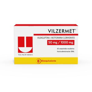 Vildagliptina/Metformina Clorhidrato 50mg/1000mg 60 Comprimidos Recubiertos - Tecnofarma