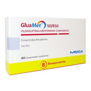 Vildagliptina 50 mg Metformina Clorhidrato 850 mg 60 Comprimidos - Merck etico