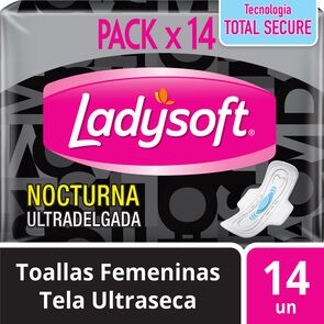 Toalla Higiénica Nocturna Ultradelgada Tela Malla 14 Unidades - Ladysoft