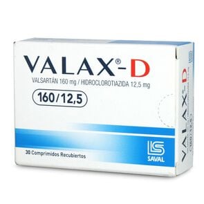 Valax-D 160/12,5 Valsartan 160 mg Hidroclorotiazida 12,5 mg 30 Comprimidos Recubiertos - Saval