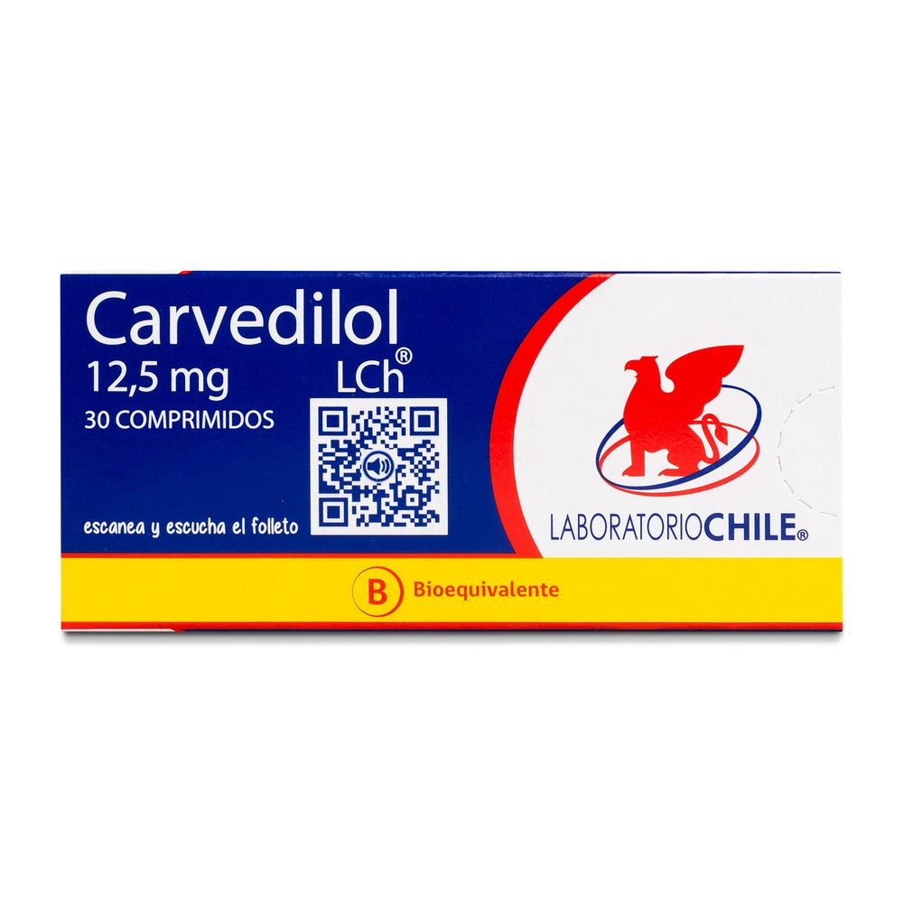 Product image of Carvedilol 12.5 mg 30 Comprimidos