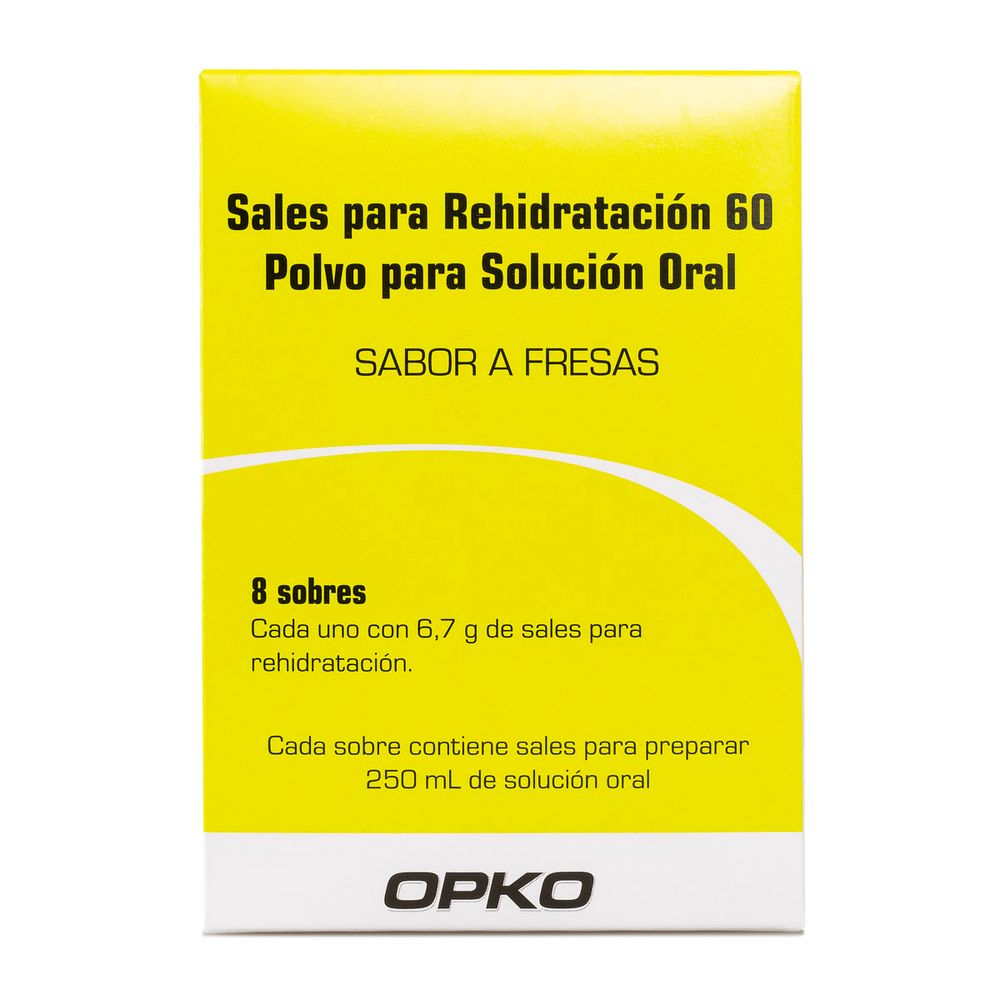 Sales Para Rehidratacion 60 Meq / Lt 8 Sobres De 6.7 gr Sabor Fresa