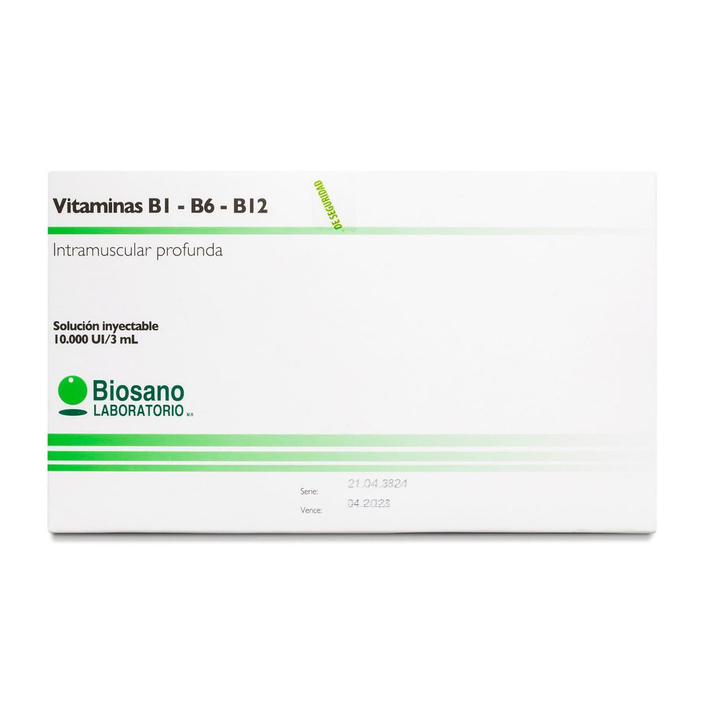 Vitaminas B1, B6, B12 Solución Inyectable 3 ml