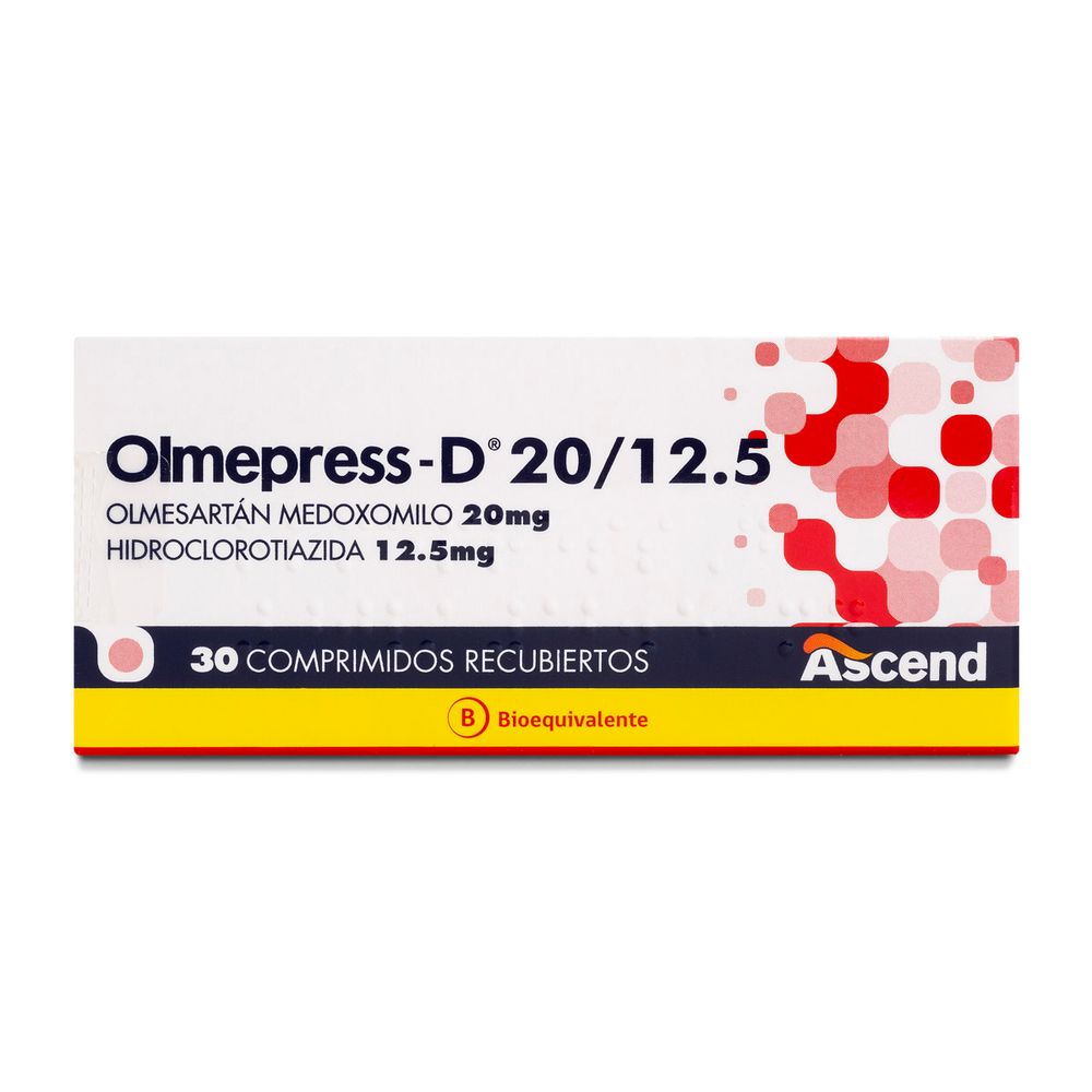 Olmepress D - Olmesartán 20 mg / Hidroclorotiazida 12.5 mg 20 Comprimidos