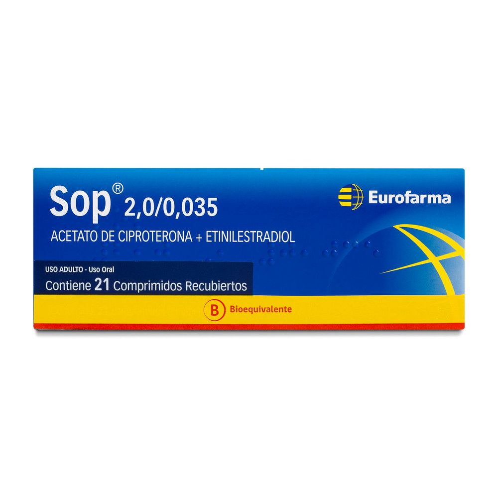 SOP - Acetato de Ciproterona 2 mg / Etinilestradiol 0,035 mg Comp Rec