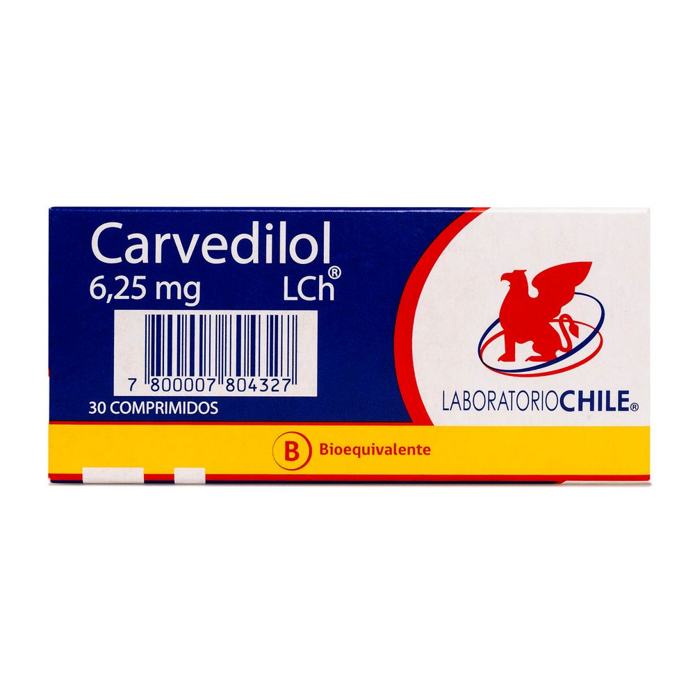 Carvedilol 6.25 mg 30 Comprimidos