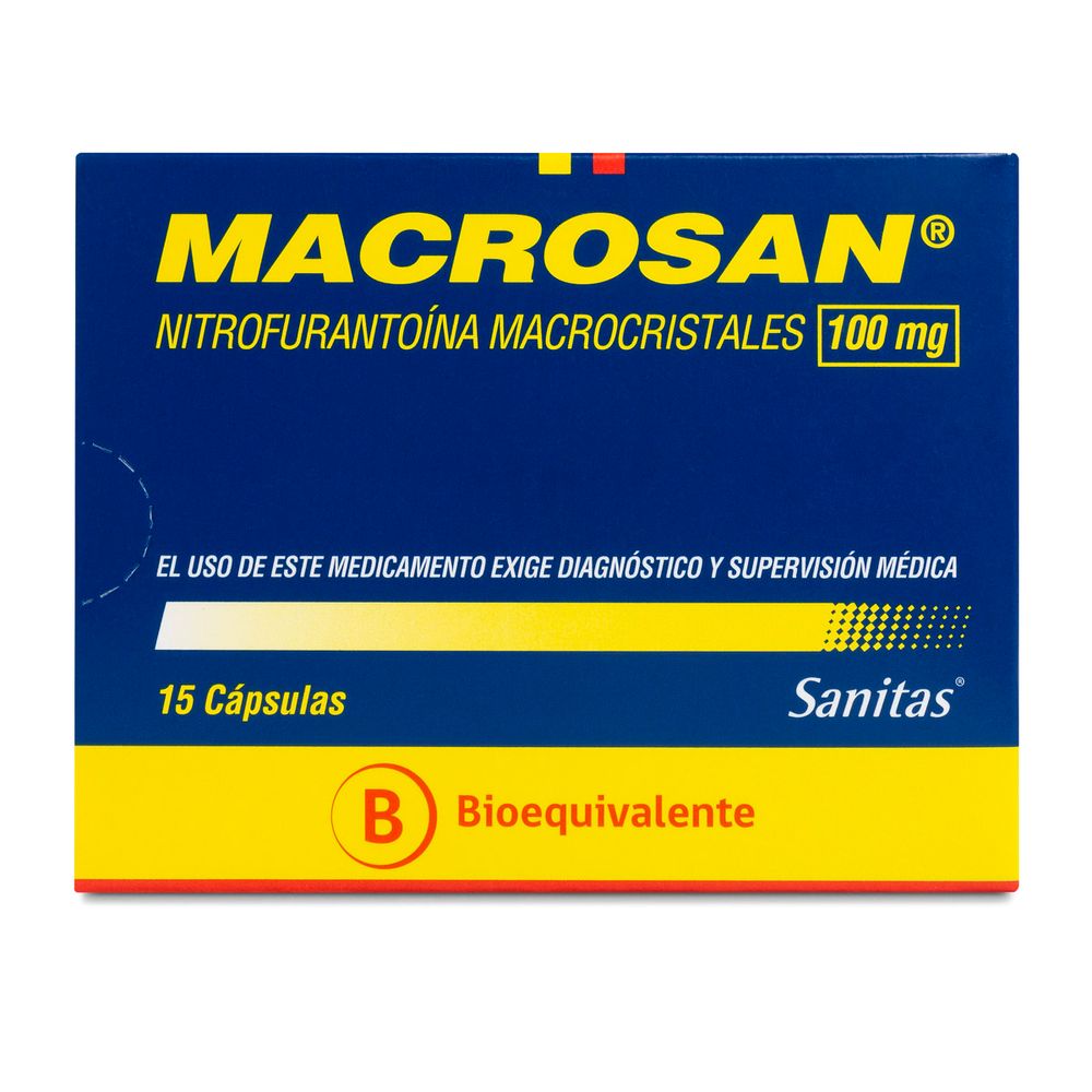 Macrosan - Nitrofurantoína 100 mg 15 Cápsulas