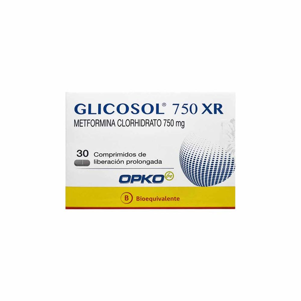 Product image of Glicosol 750 XR - Metformina Clorhidrato 30 Comprimidos Recubiertos LP