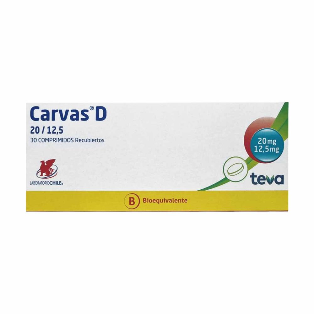 Product image of Carvas D - Olmesartán 20 mg / Hidroclorotiazida 12.5 mg 30 Comprimidos