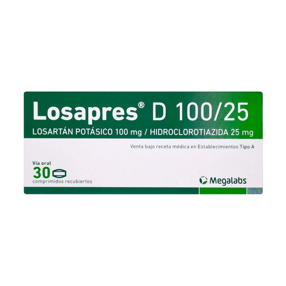 Losartán Potásico 100 mg / Hidroclorotiazida 25 mg 30 Comp