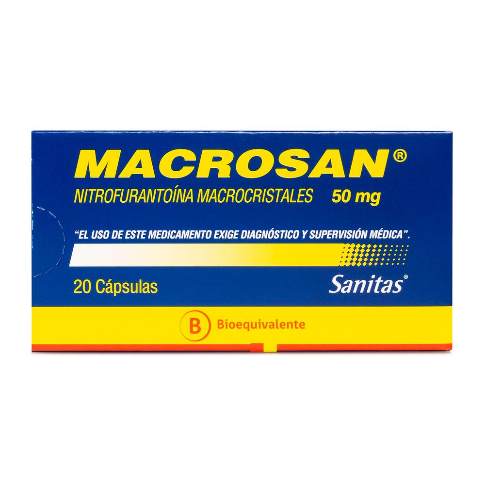 Macrosan - Nitrofurantoína Macrocristales 50 mg 20 Cápsulas