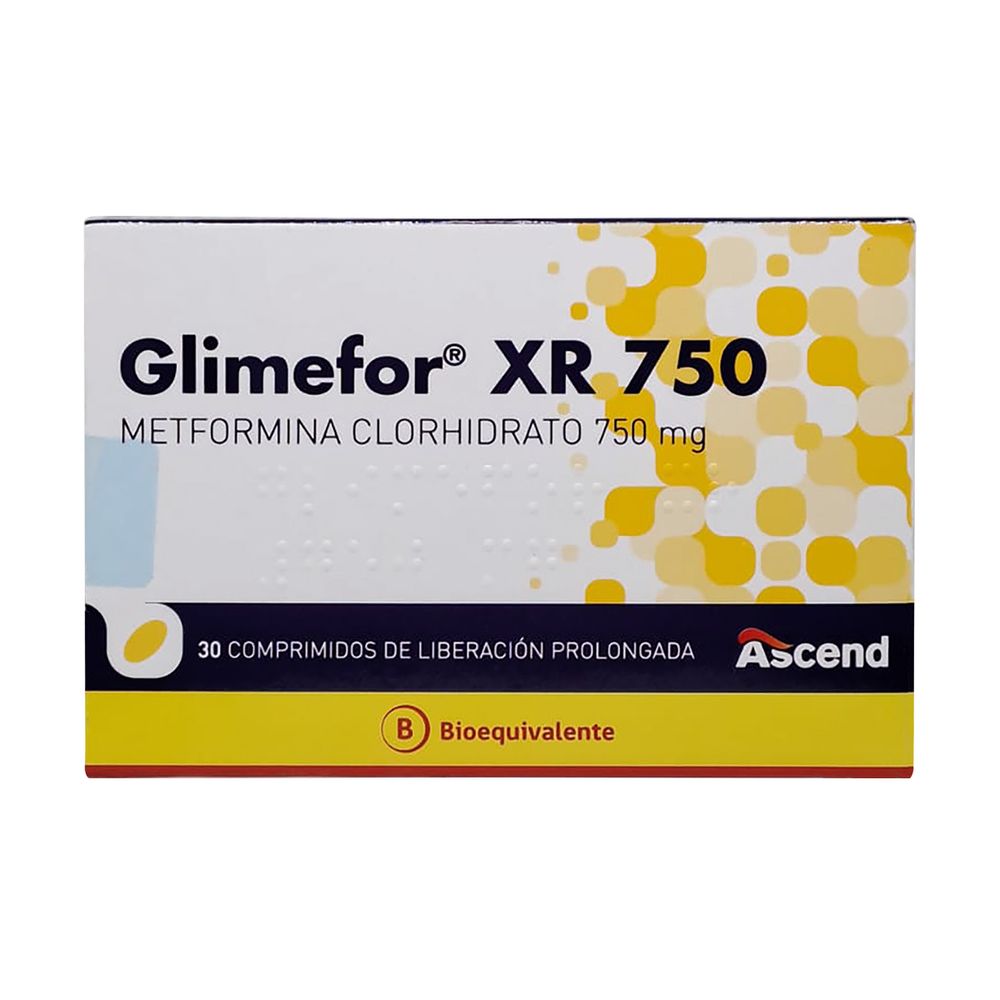 Product image of Glimefor XR 750 - Metformina - 30 Comprimidos Recubiertos LP