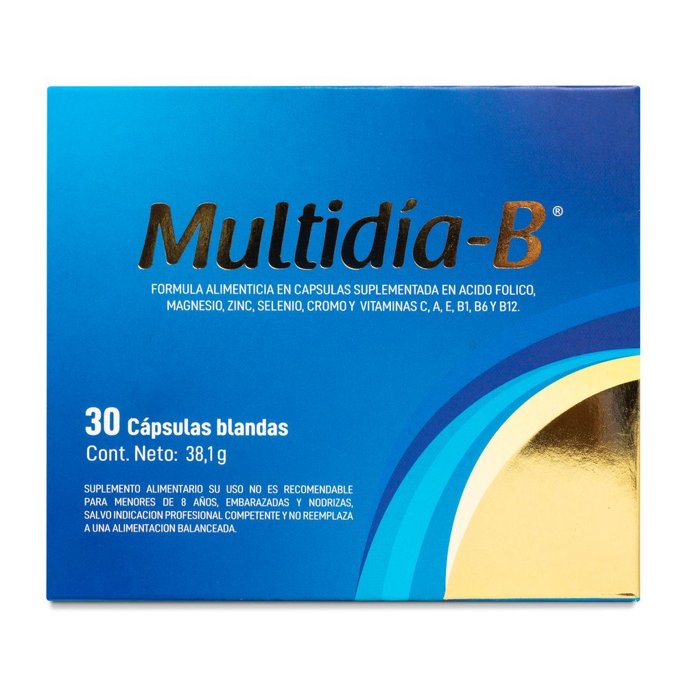 Multidía-B - Multivitamínico Libre De Azúcar 30 Capsulas Blandas