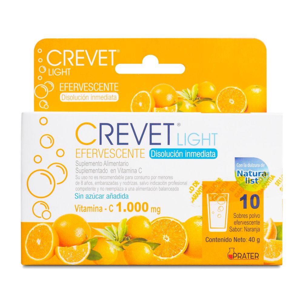 Crevet Light - Vitamina C Efervecente 1 gr - 10 Sobres