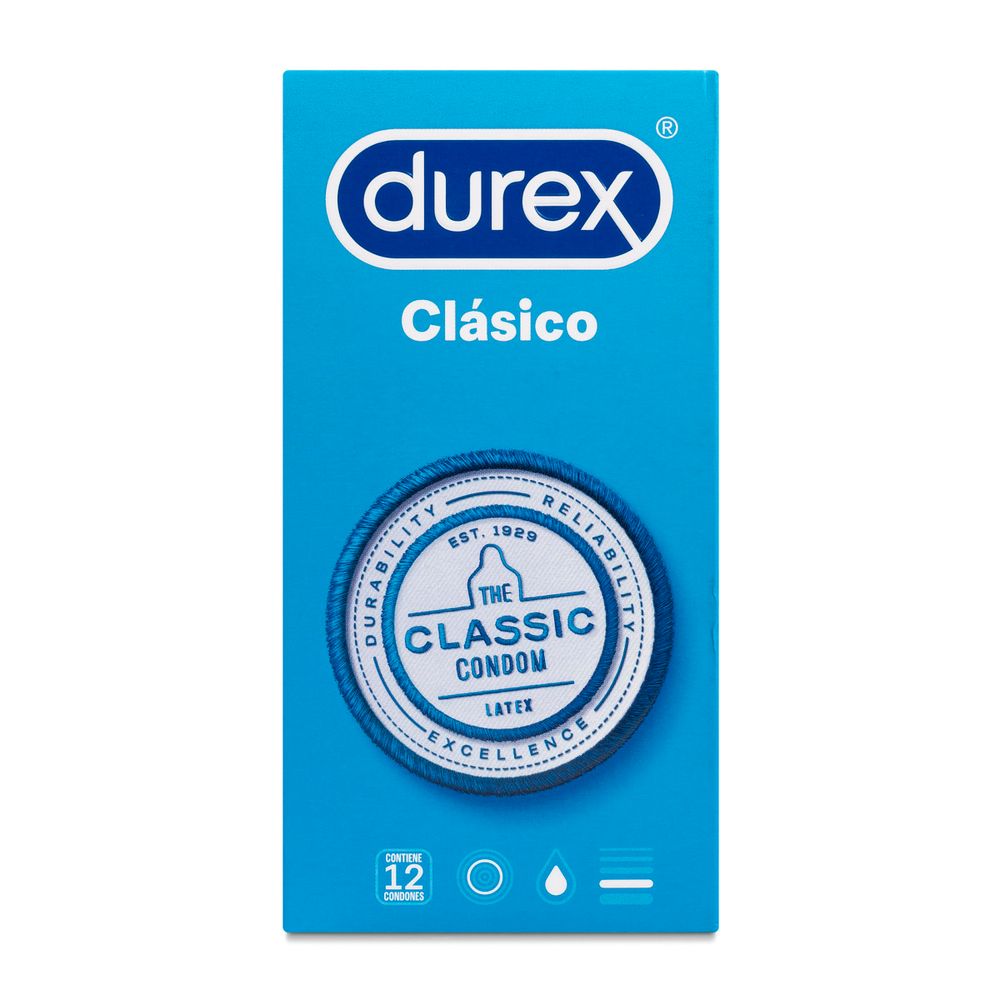 Durex Clásico - Condón Lubricados Clásico 12 Piezas