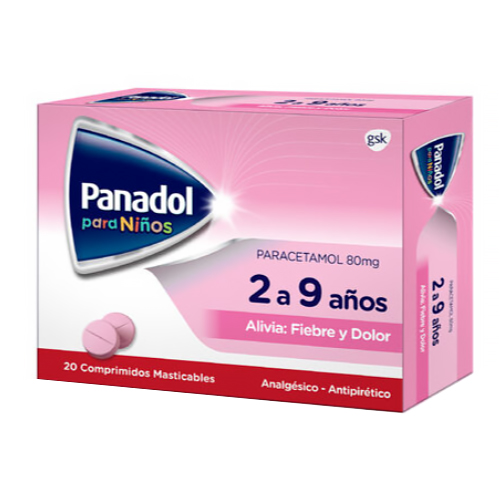 Product image of Panadol infantil 80 mg x 20 comp. masticables (GSK)