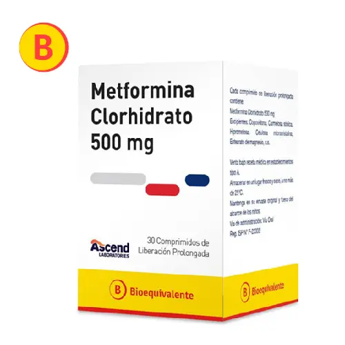 Metformina 500mg x 30 comprimidos liberación prolongada