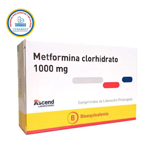 Metformina clorhidrato XR 1000 mg x 60 comp. liberación prolong (Cenabast)