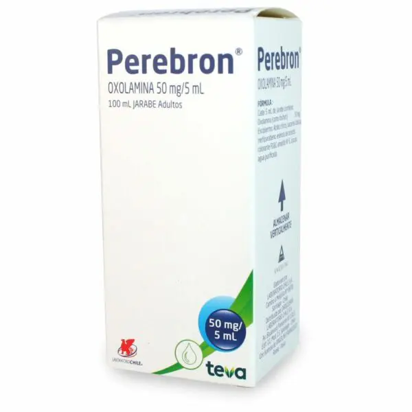 Product image of Perebron Oxolamina 50 mg/5 ml Jarabe Adulto 100ml Lab Chile DESCUENTO