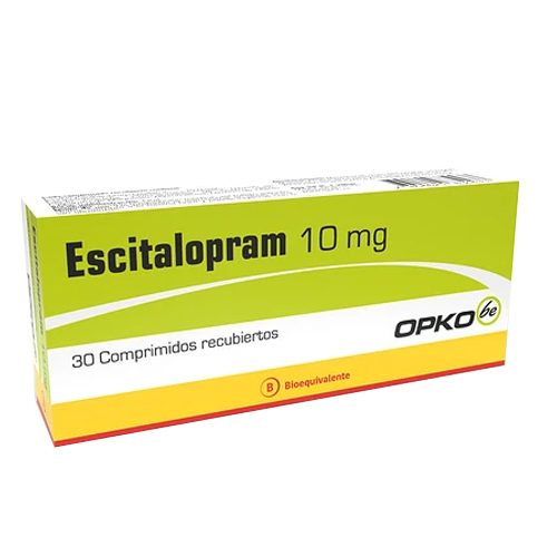 Product image of Escitalopram 10 mg x 30 comprimidos recubiertos (Opko) (Cenabast)