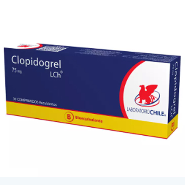 Product image of Clopidogrel 75mg 30 comprimidos recubiertos Lab Chile