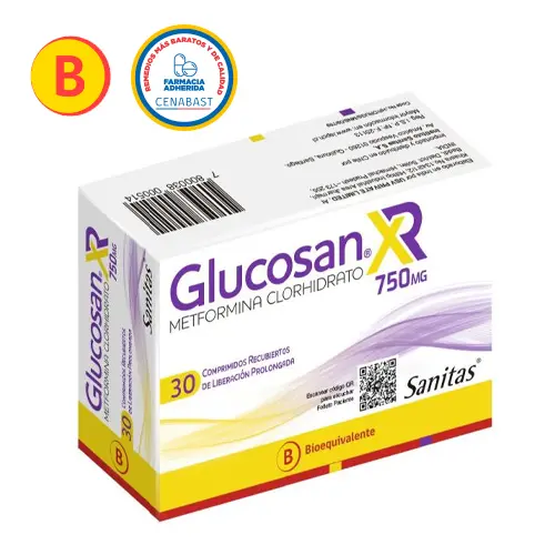 Glucosan XR Metformina Clorhidrato 750 x 30 Comprimidos (Sanitas)