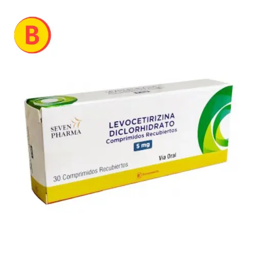 Levocetirizina 5 mg x 30 comprimidos recubiertos (Seven Pharma)