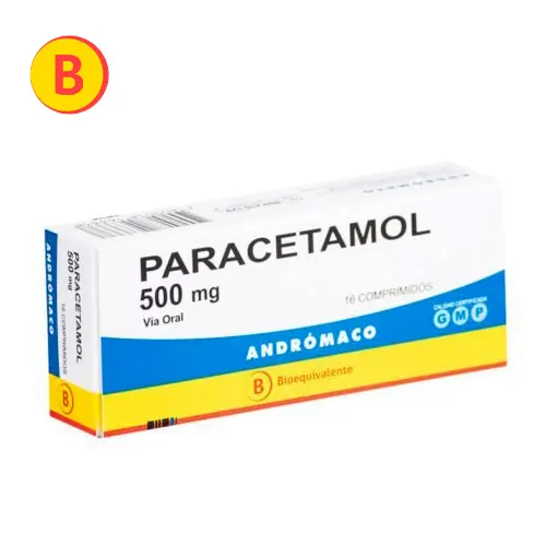 Paracetamol 500 Mg X 16 comprimidos (Andrómaco)