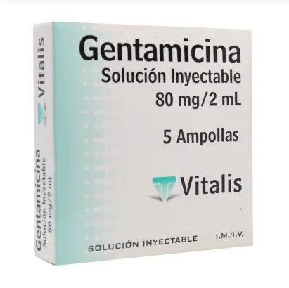 Product image of Gentamicina Solución Inyectable 80 mg/2 ml x 5 Ampollas (Vitalis)