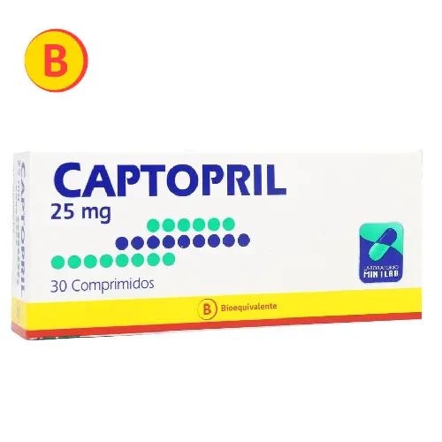 Captopril 25 mg x 30 comprimidos (Mintlab)