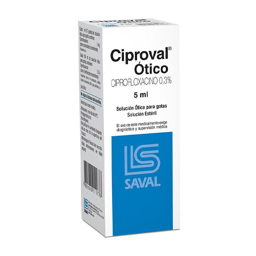 Product image of Ciproval Ótico Ciprofloxacino Solución Ótica 0,3% x 5 ml