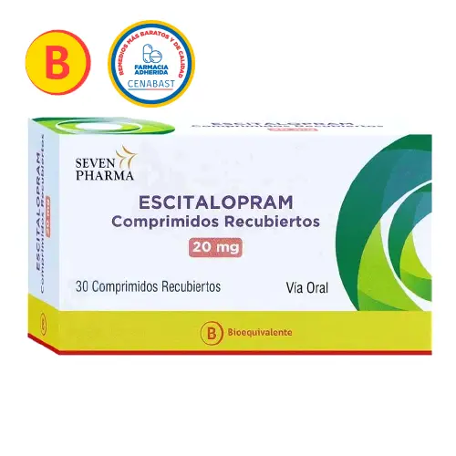 Product image of Escitalopram 20 mg x 30 comprimidos recubiertos (Cenabast)