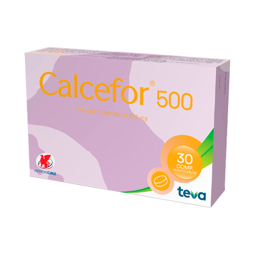 Product image of Calcefor 500 mg x 30 comprimidos masticables (Lab. Chile)