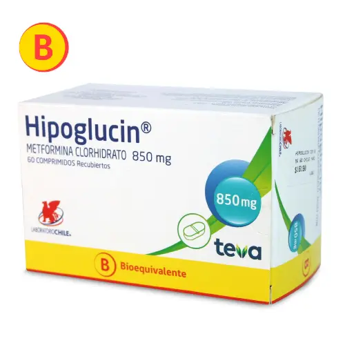 Hipoglucin 850 g Metformina Clorhidrato x 60 Comprimidos (Lab Chile)