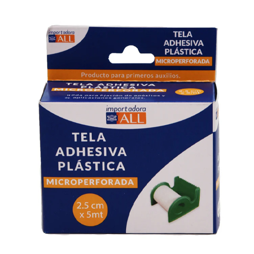 Tela adhesiva plástica microperforada 2,5 cm x 5 mt