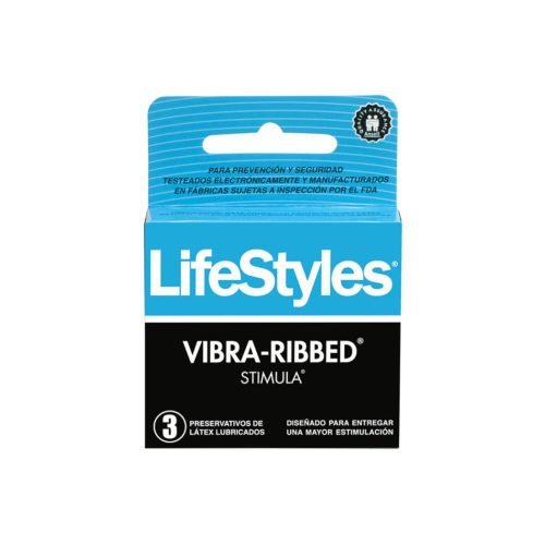 Product image of Preservativos LifeStyles Vibra-Ribbed Stimula x 3 unidades