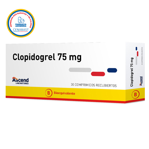 Clopidogrel 75 mg x 30 comprimidos Ascend (CENABAST)