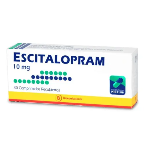 Product image of Escitalopram 10 mg x 30 comprimidos recubiertos (Mintlab)