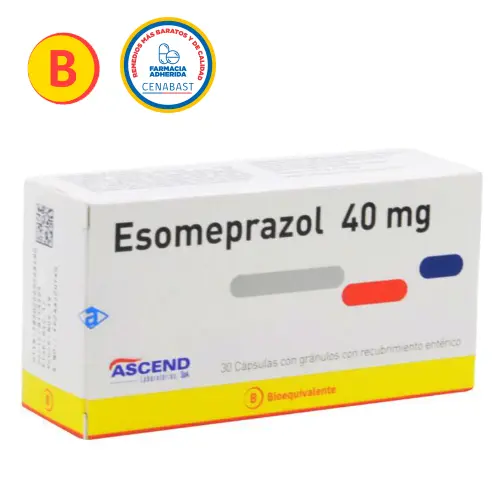 Product image of Esomeprazol 40 mg x 30 comprimidos con recubrimiento entérico (Ascend)