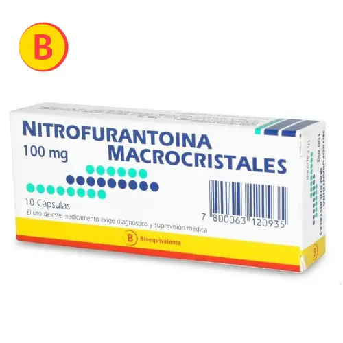 Product image of Nitrofurantoína macrocristales 100 mg x 10 cápsulas (Mintlab)