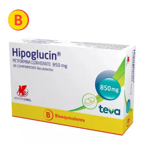 Hipoglucin 850 g Metformina Clorhidrato x 30 Comprimidos (Lab Chile)