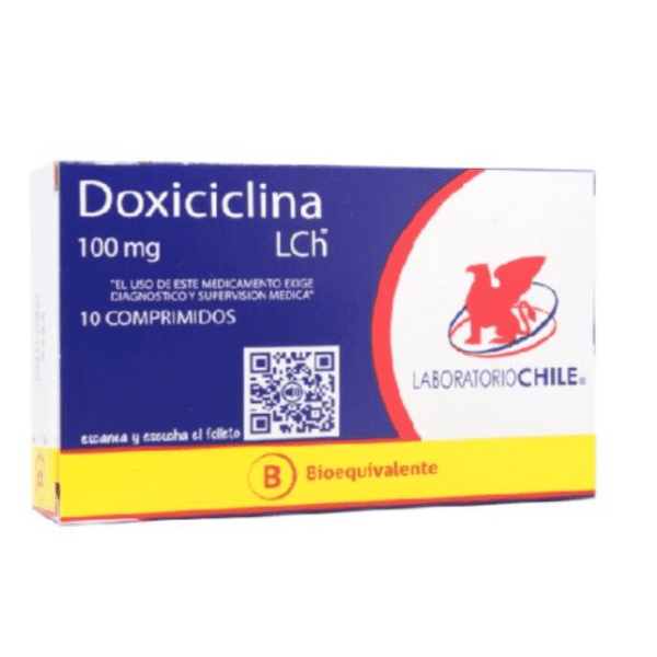 Product image of Doxiciclina 100mg por 10 Comprimidos Lab.Chile