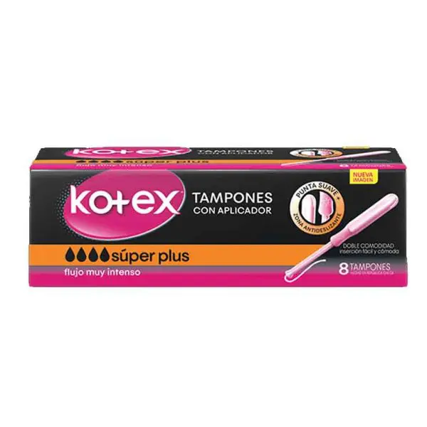 Product image of Kotex Tampones con aplicador Súper Plus x 8