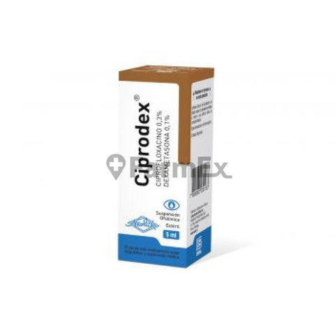 Product image of Ciprodex Solución Oftálmica Ciprofloxacino 0,3 g/ Dexametasona 0,1 g x 5 mL