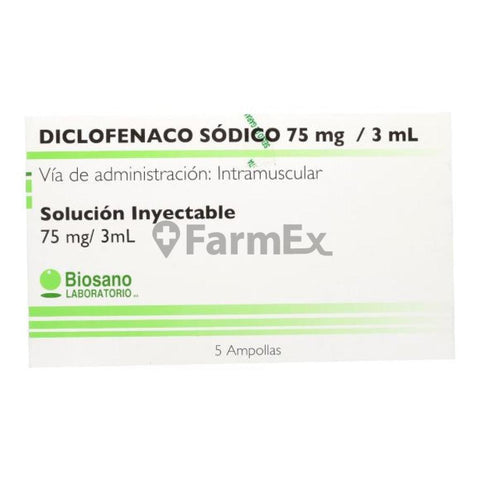 Product image of Diclofenaco Sodico 75 mg x 5 Ampollas